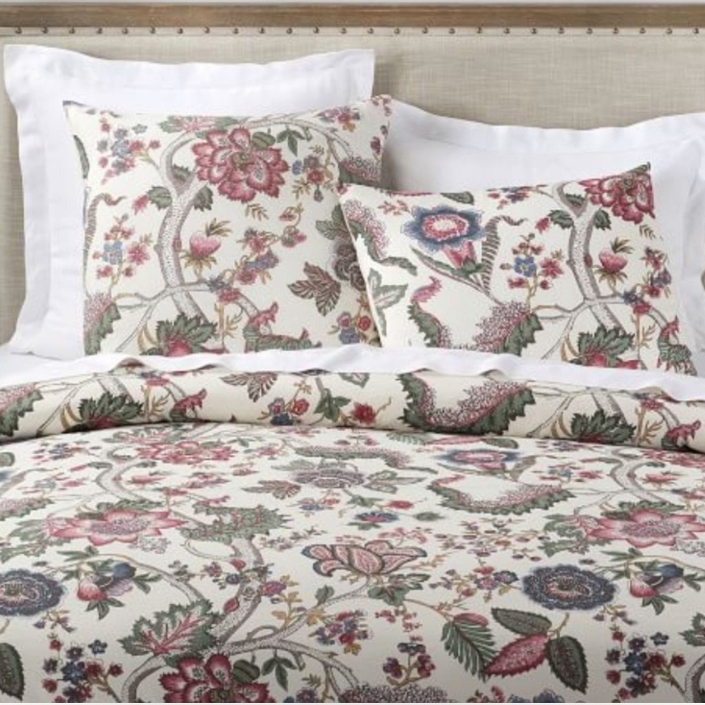 Pottery Barn Floral Duvet Cover - Cream and Pink
